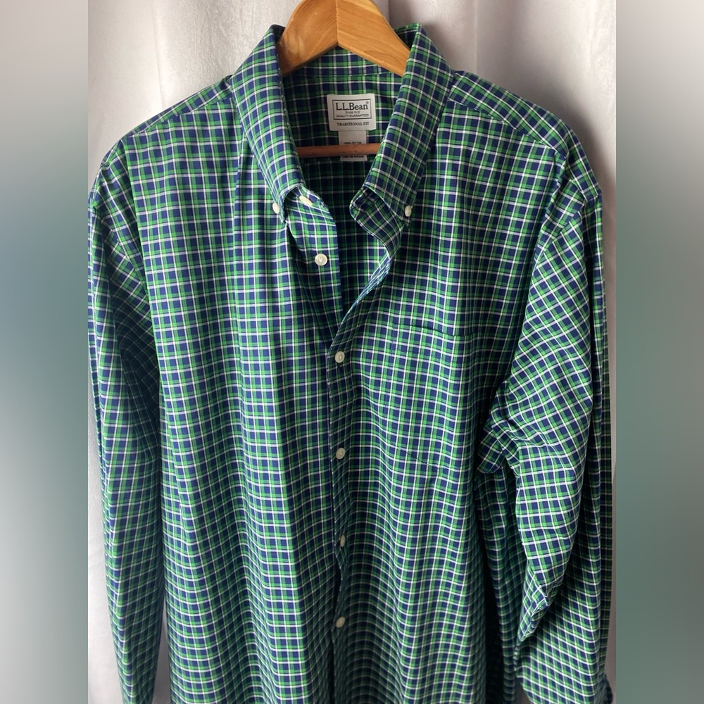 L.L. Bean Green Plaid Men's Shirt